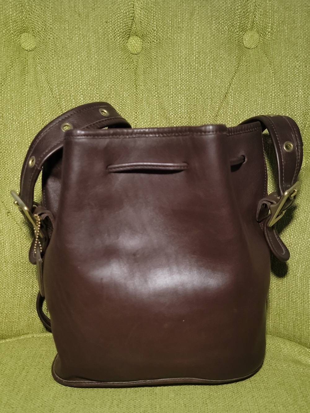 Vintage Coach Brown Leather Drawstring Bucket Bag - Picture 4 of 16